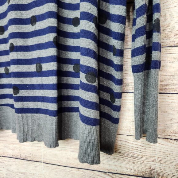 Lane Bryant Sweater Pullover Long Sleeve Polka Dots Striped Gray Blue Size 18/20 - Picture 12 of 12